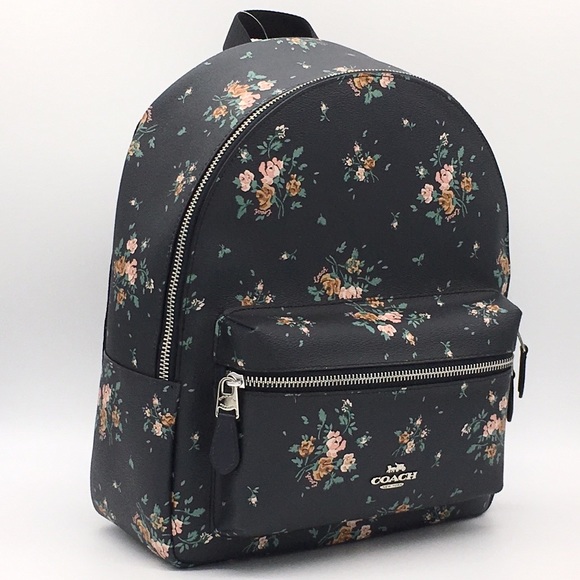 COACH MEDIUM CHARLIE BACKPACK WITH ROSE BOUQ. PRT - Picture 2 of 16